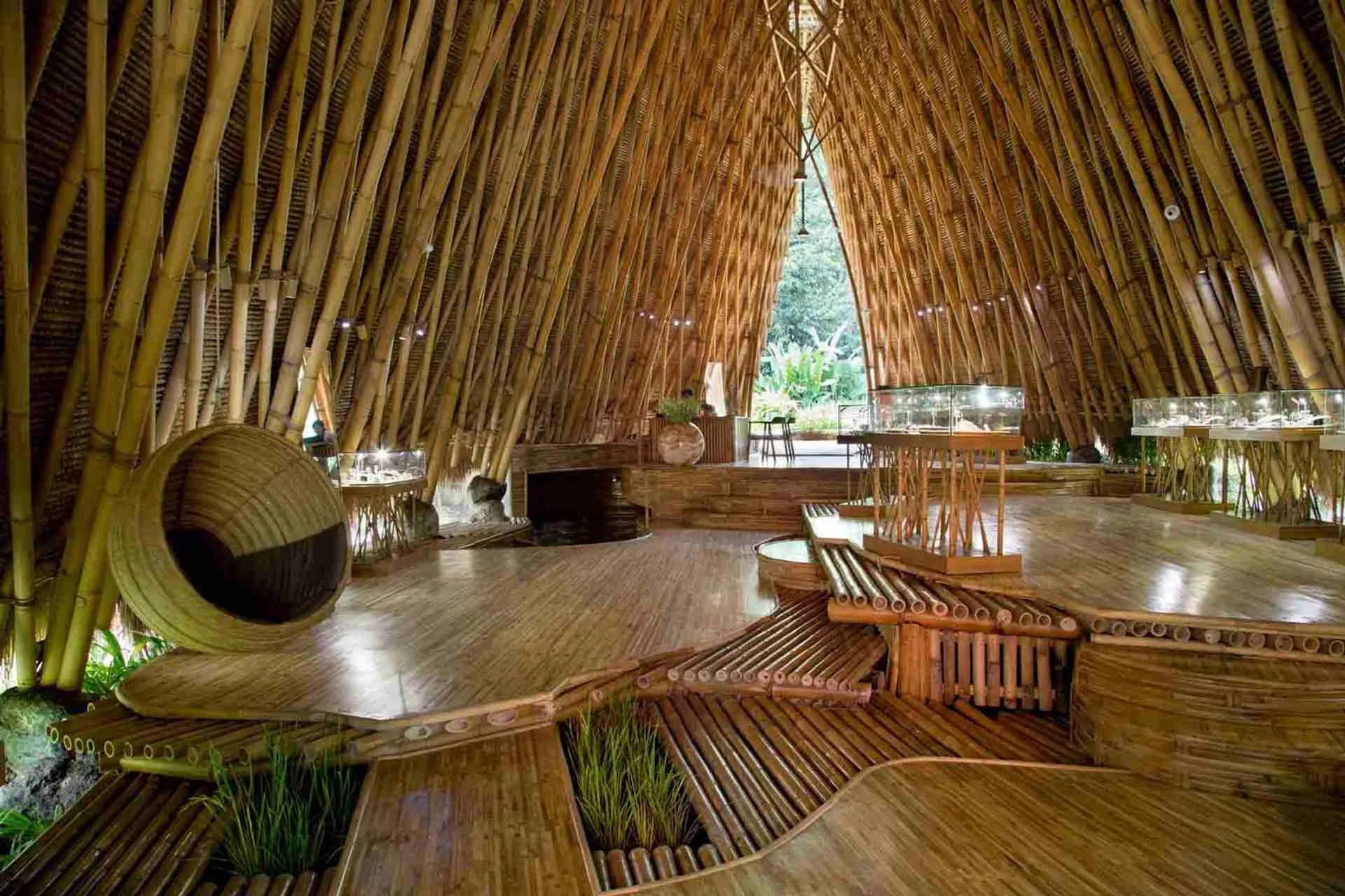 Bamboo interiors and floors at John Hardy Jewelry Showroom, Bali