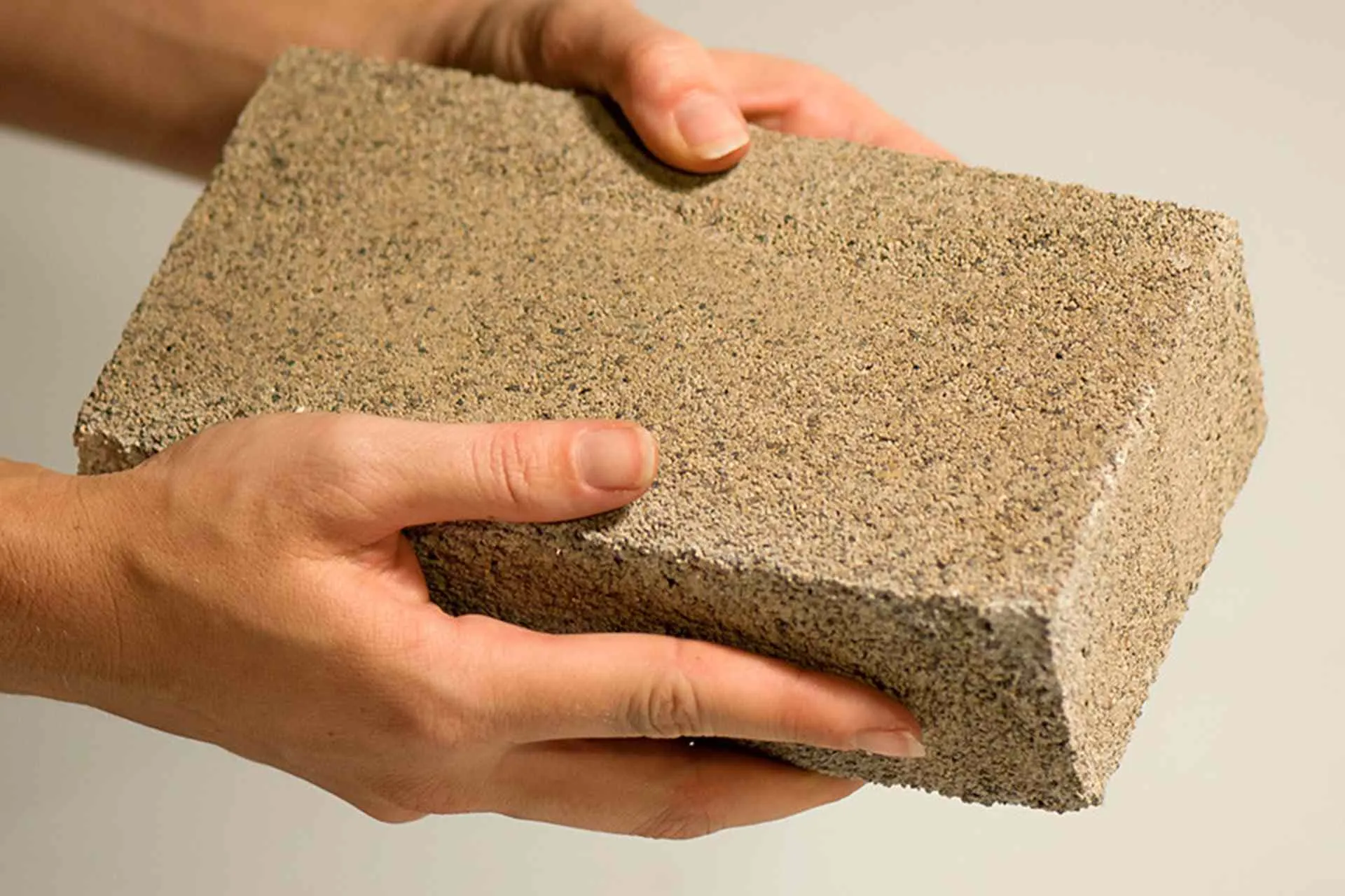 This brick is made from biocement material.