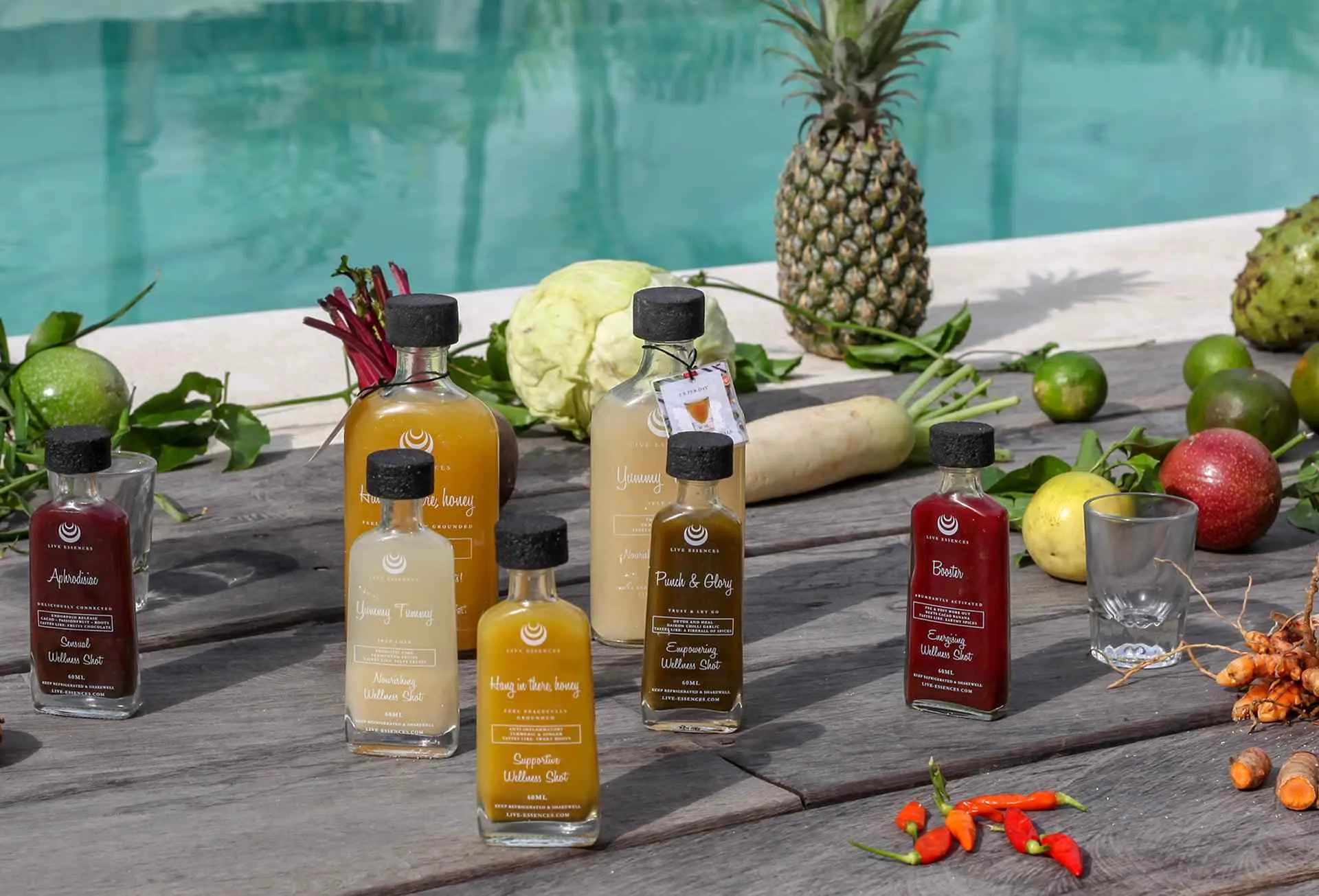 Live Essences processes  plants into drinks.