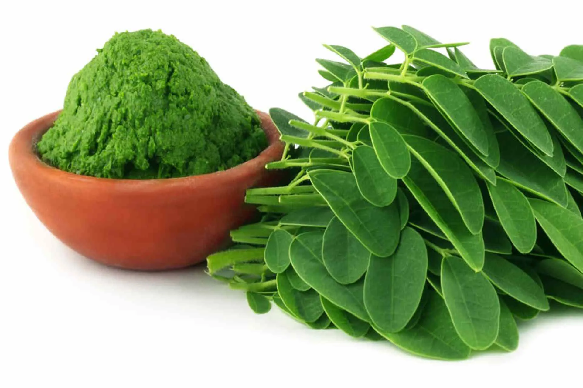 Moringa is available in powder and is consumed raw added to salads and shakes.